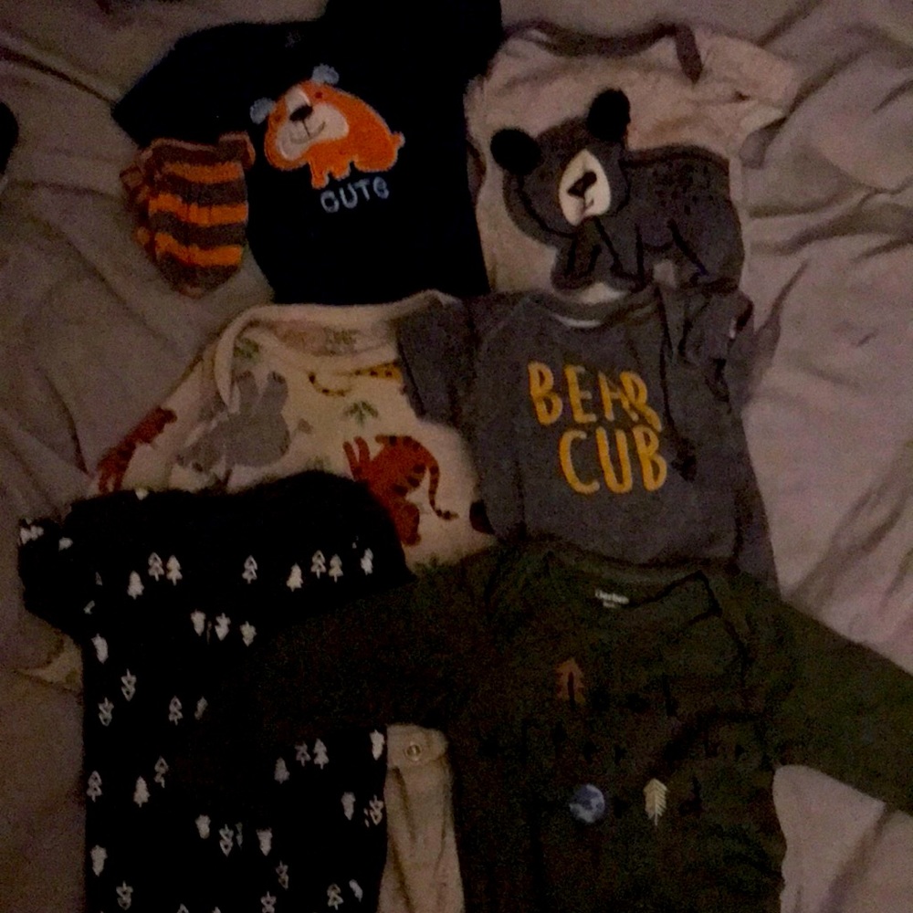 Gerber onesies and hand mittens matched the one onsie